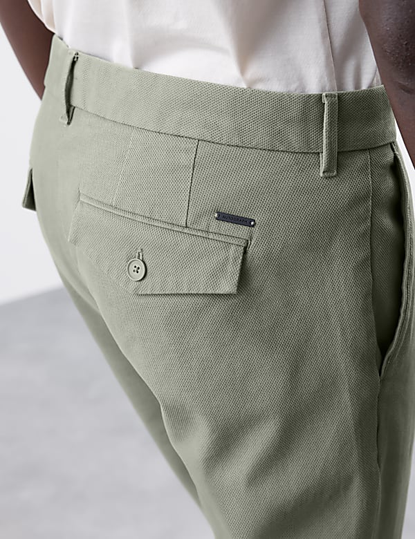 Regular Fit Textured Dobby Pleat Front Chinos - JP