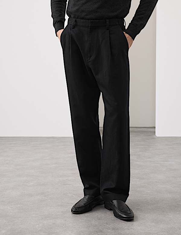 メンズ COTTON RELAXED-FIT STRAIGHT-LEG TROUSERS