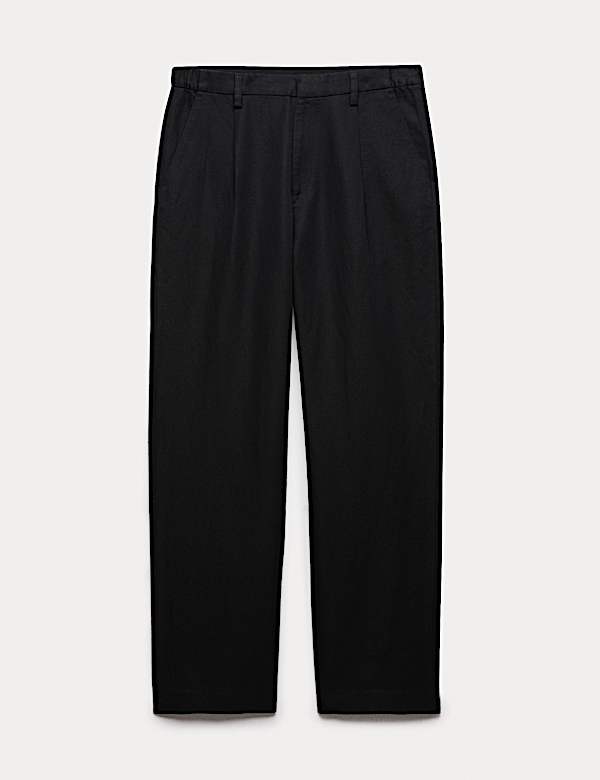 Relaxed Fit Cotton Linen Blend Trousers - SI