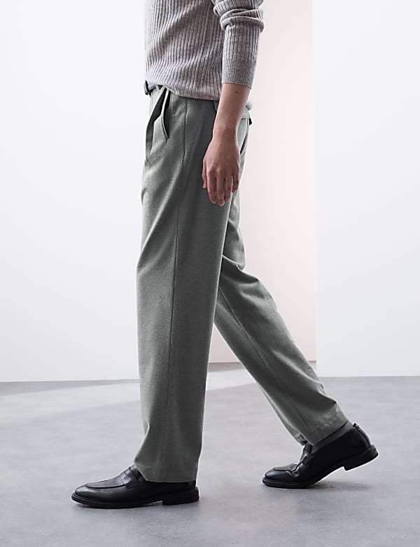 Tapered Fit Single Pleat Trousers
