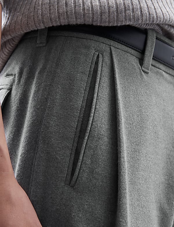 Tapered Fit Single Pleat Trousers