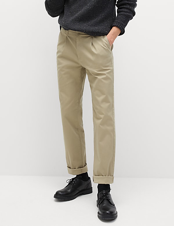 Regular Fit Heritage Twill Pleated Chinos - JP