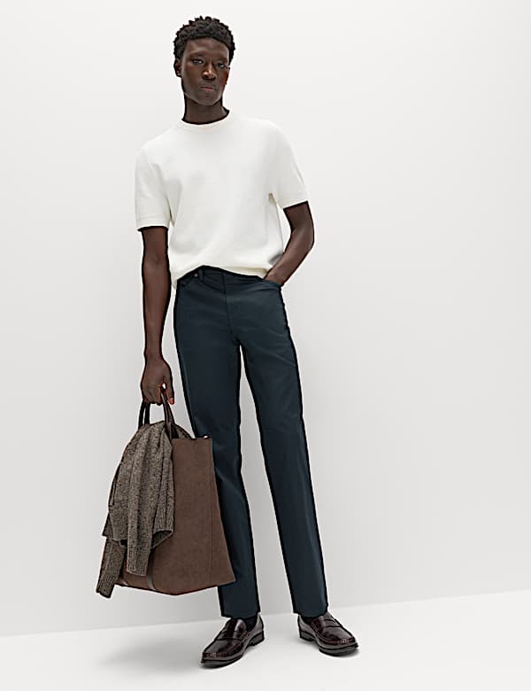 Straight Fit Textured 5 Pocket Trousers - NZ