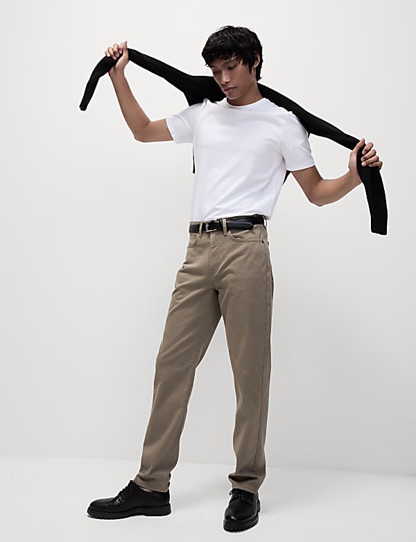 Straight Fit Textured 5 Pocket Trousers - NZ