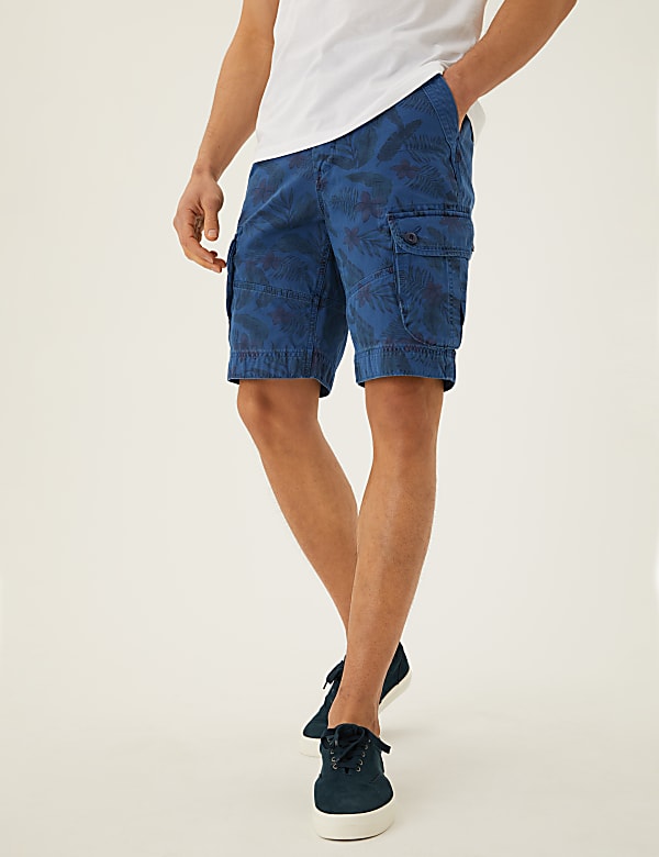 Pure Cotton Printed Cargo Shorts