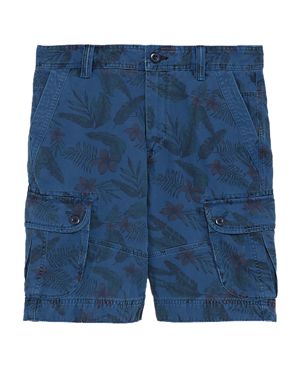 Pure Cotton Printed Cargo Shorts