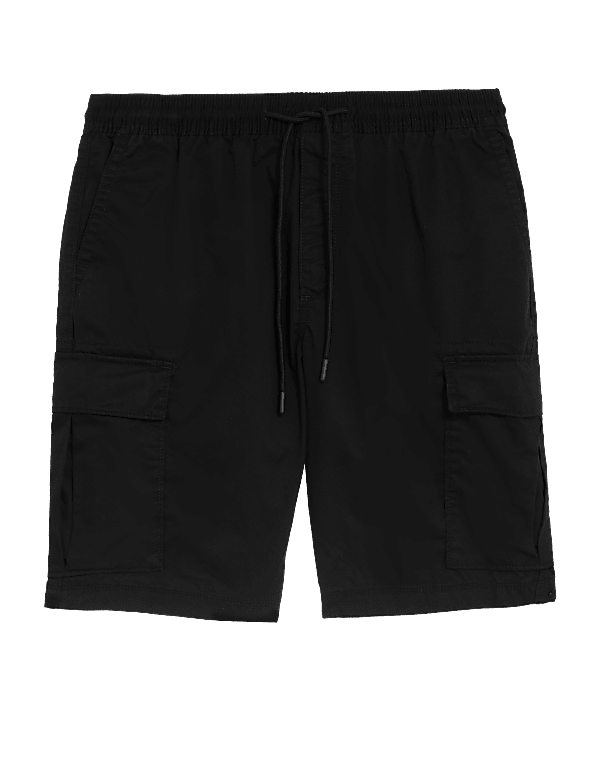 Mens cotton cargo shorts elastic waist shop