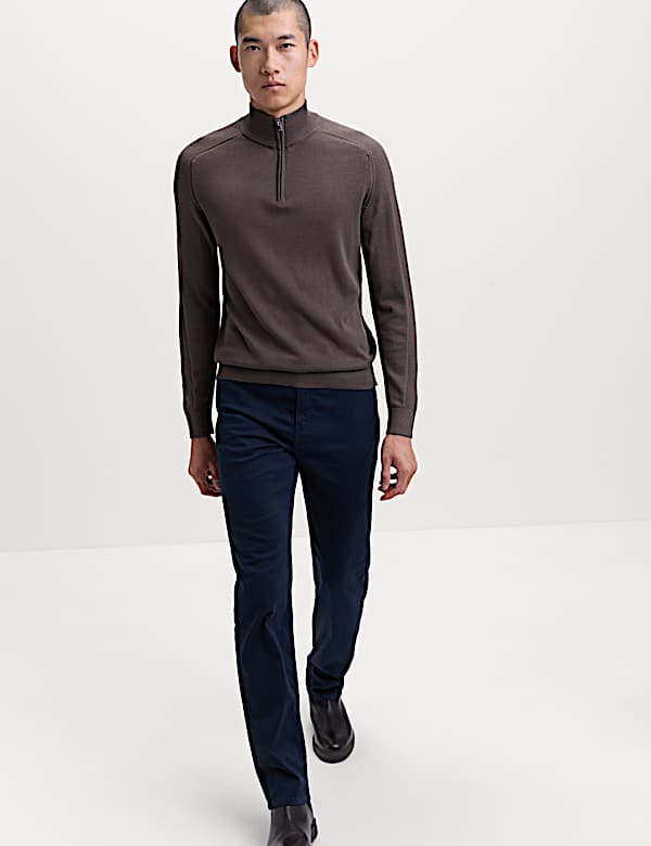 Straight Fit Textured 5 Pocket Trousers