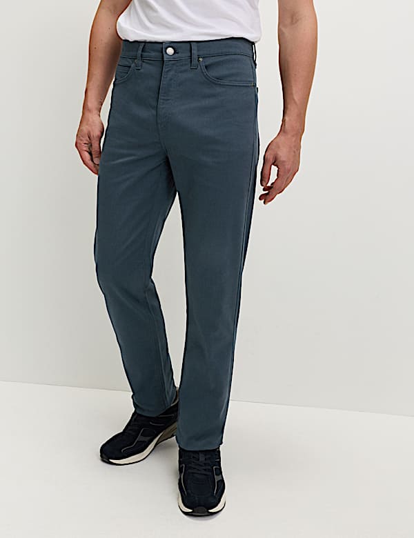 Straight Fit Textured 5 Pocket Trousers - AL