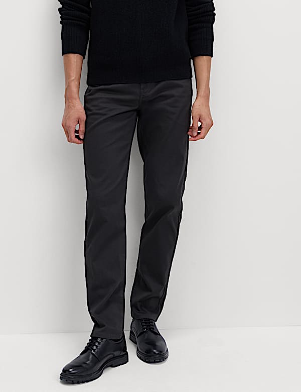 Straight Fit Textured 5 Pocket Trousers - GR