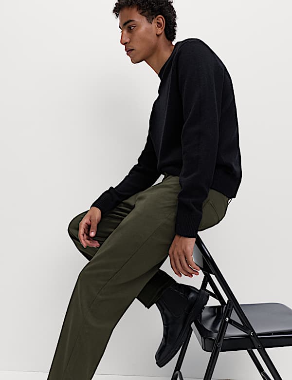 Straight Fit Textured 5 Pocket Trousers