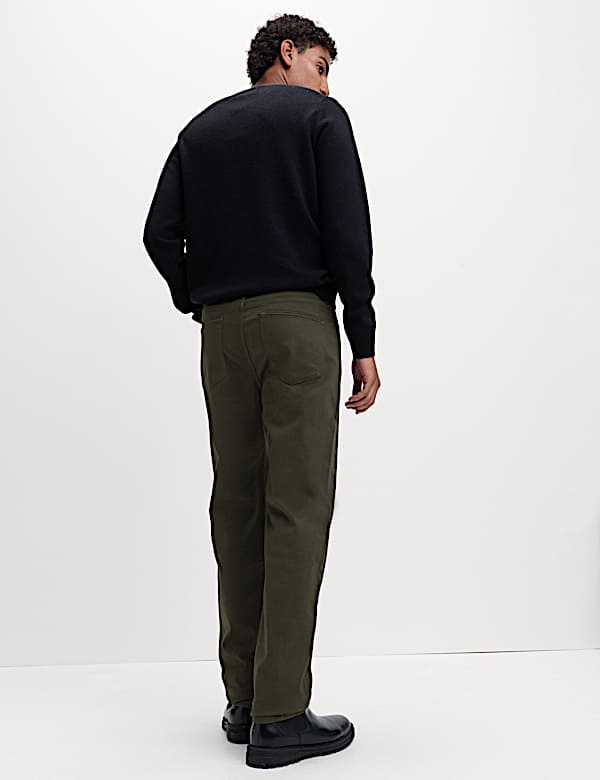Straight Fit Textured 5 Pocket Trousers