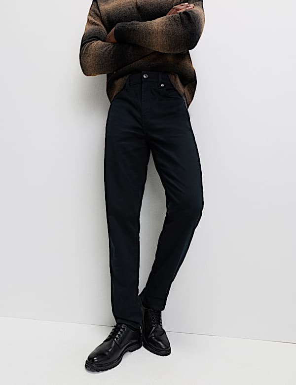 Straight Fit Textured 5 Pocket Trousers