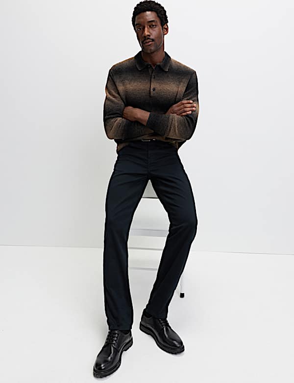 Straight Fit Textured 5 Pocket Trousers