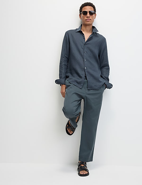 Tapered Fit Elasticated Waist Trousers - US