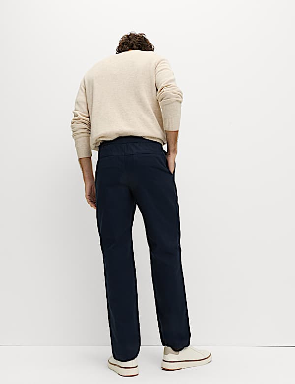 Pure Cotton Herringbone Trousers - HU