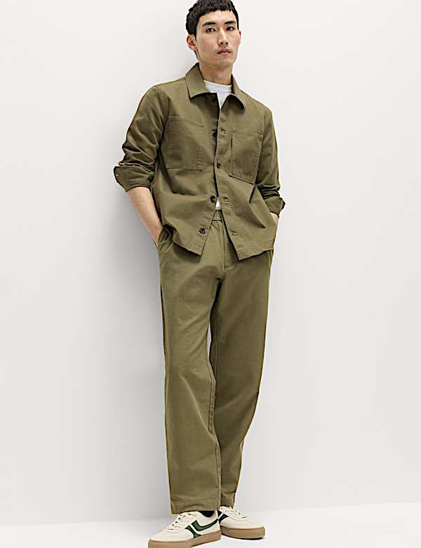 Pantalones con dise&ntilde;o de espiga 100 % algod&oacute;n - US