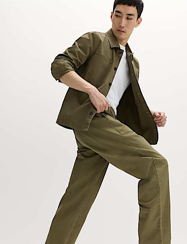 Pantalones con dise&ntilde;o de espiga 100 % algod&oacute;n - US