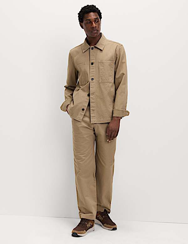 Pure Cotton Herringbone Trousers