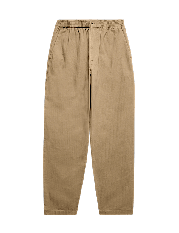 Pure Cotton Herringbone Trousers