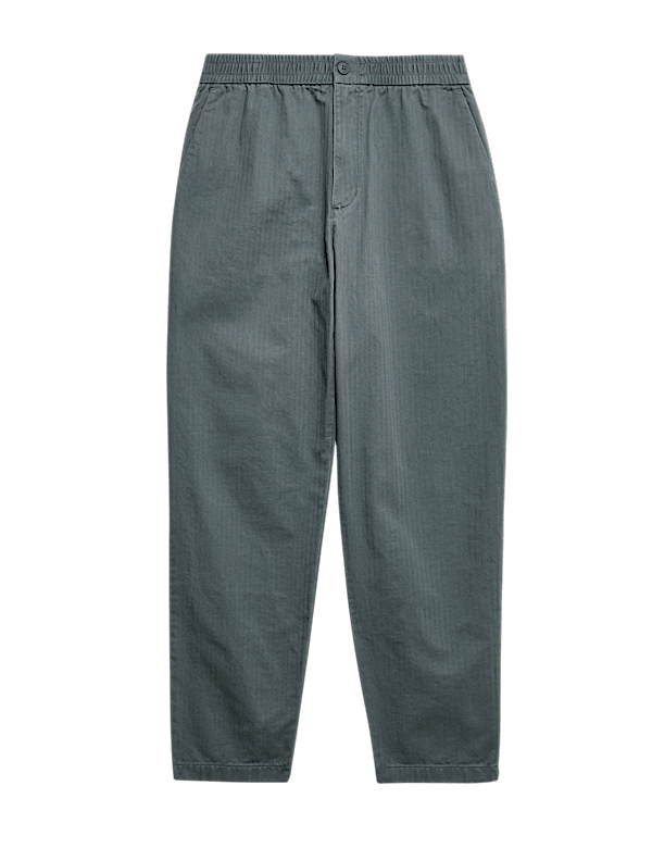 Pure Cotton Herringbone Trousers