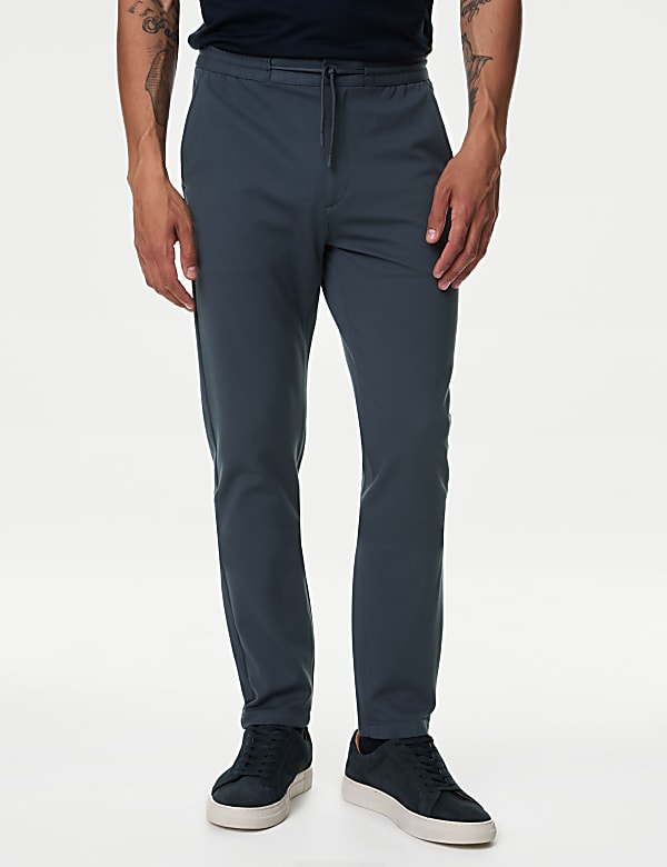 Tapered Fit Stretch Twill Trousers