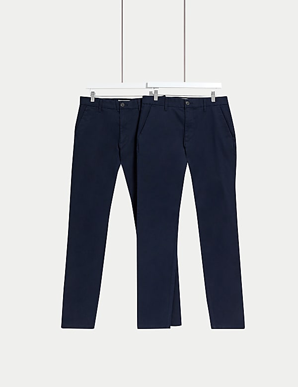 Lot de 2 chinos extensibles coupe slim - BE