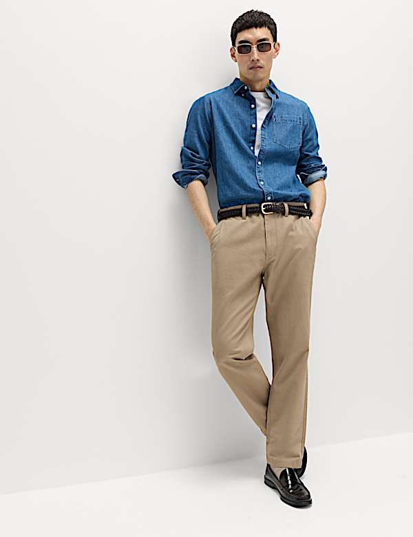 Keperen chino van zuiver katoen met normale pasvorm - BE