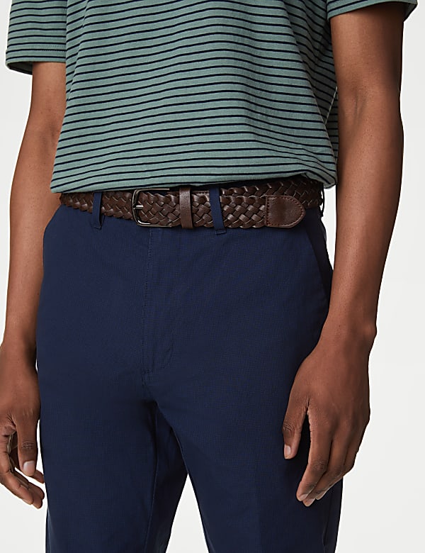 Slim Fit Textured Belted Chinos - US