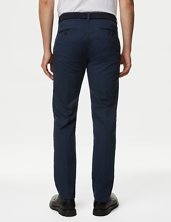Slim Fit Printed Belted Stretch Chinos