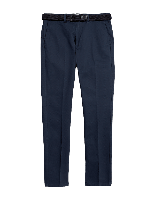 Slim Fit Printed Belted Stretch Chinos
