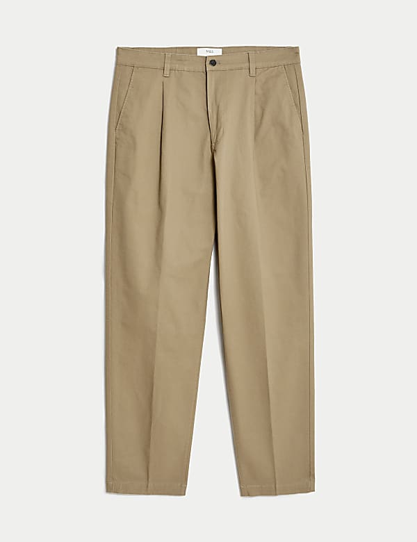 Regular Fit Single Pleat Stretch Chinos - US