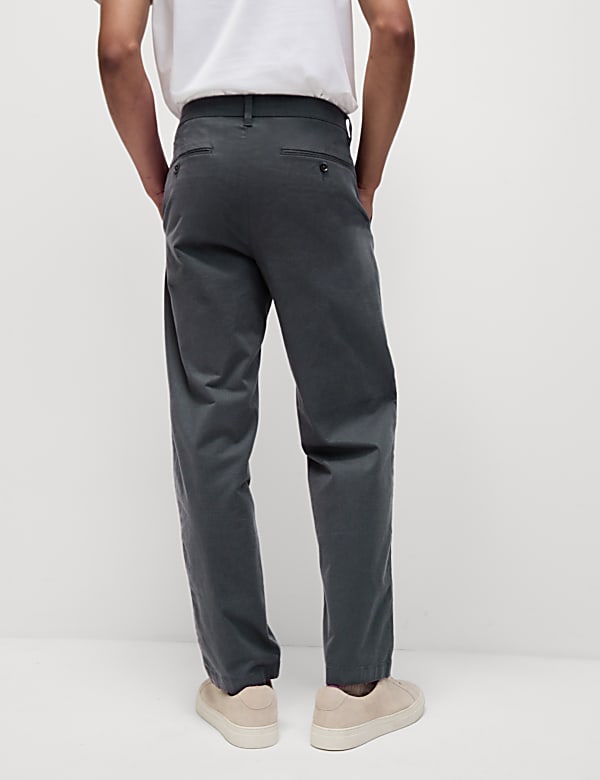 Tapered Fit Twin Pleat Stretch Chinos - JP
