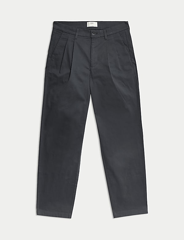 Tapered Fit Twin Pleat Stretch Chinos - JP