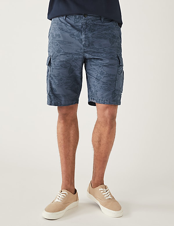 Pure Cotton Printed Cargo Shorts