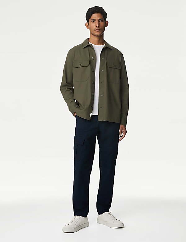 Tapered Fit Pure Cotton Lightweight Cargo Trousers