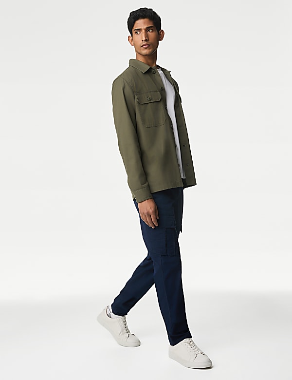 Tapered Fit Pure Cotton Lightweight Cargo Trousers