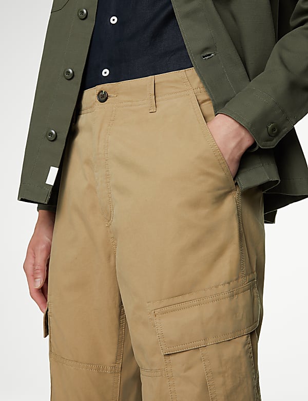 Tapered Fit Pure Cotton Lightweight Cargo Trousers