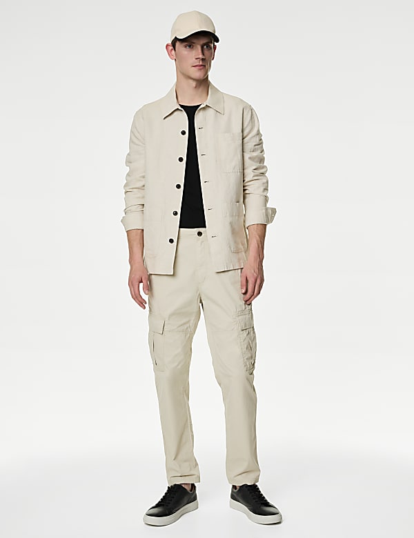Tapered Fit Pure Cotton Lightweight Cargo Trousers
