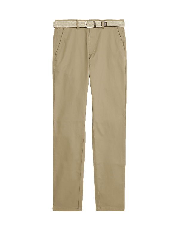 Slim Fit Belted Stretch Chinos