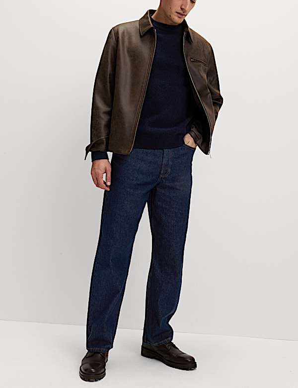 Loose Fit Pure Cotton Rigid Jeans - SE