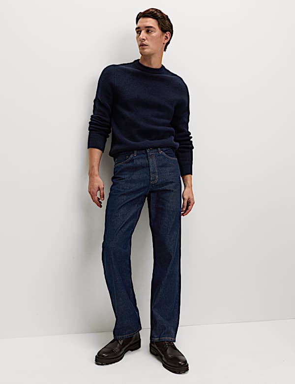 Loose Fit Pure Cotton Rigid Jeans - SE