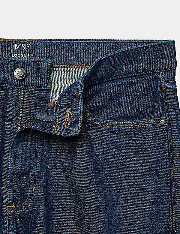 Loose Fit Pure Cotton Rigid Jeans - SE