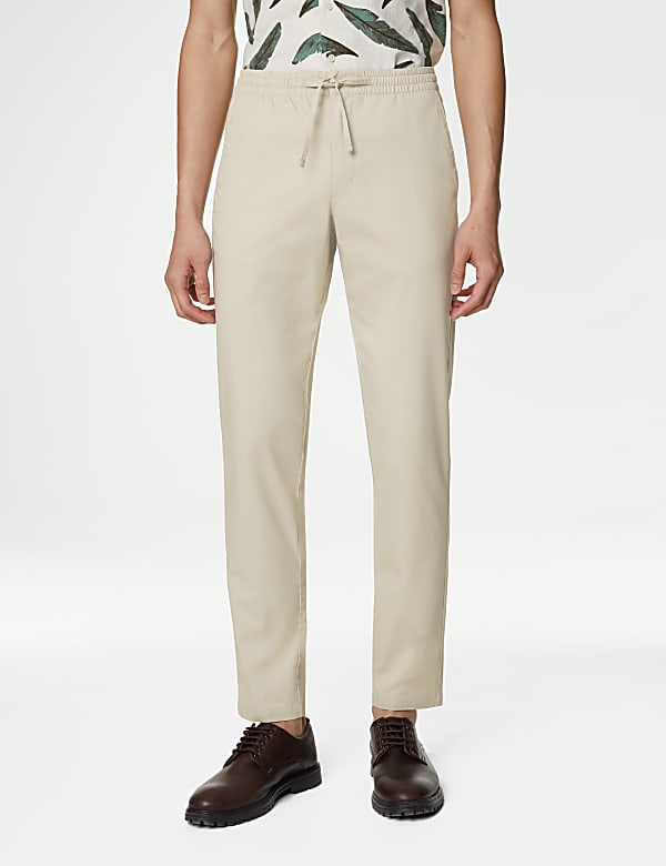 Tapered Fit Elasticated Waist Trousers - DK
