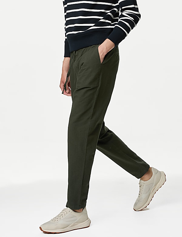 Regular Fit Pure Cotton Seersucker Trousers