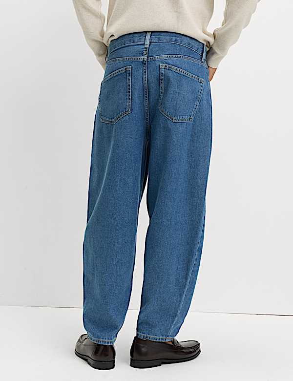 Barrel Fit Pure Cotton Rigid Jeans - US
