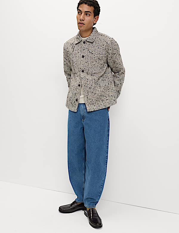 Barrel Fit Pure Cotton Rigid Jeans - US