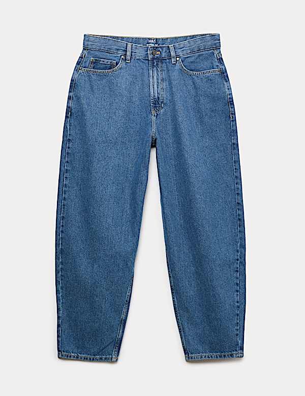 Barrel Fit Pure Cotton Rigid Jeans - US