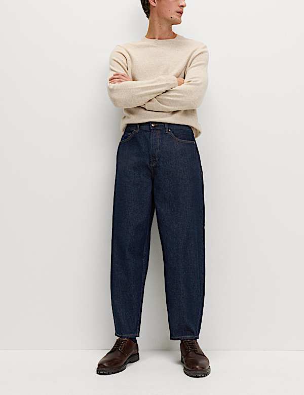 Barrel Fit Pure Cotton Rigid Jeans - TW