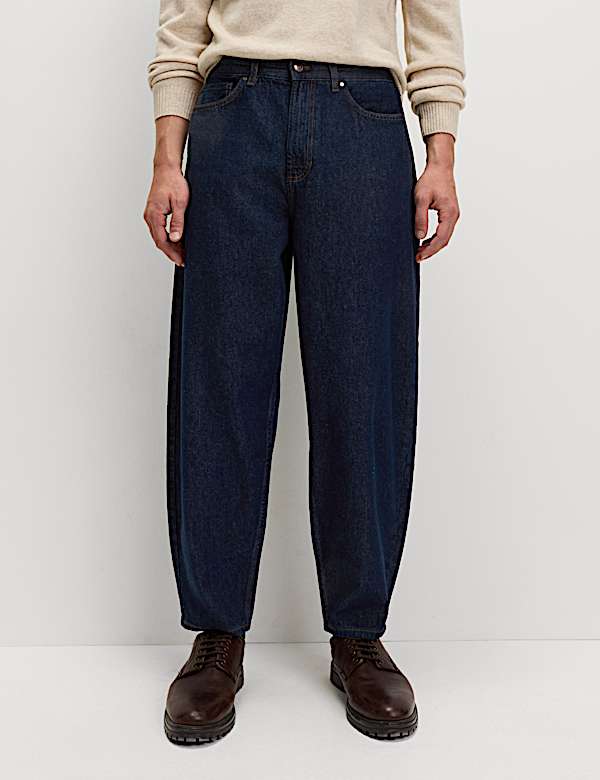 Barrel Fit Pure Cotton Rigid Jeans - CZ